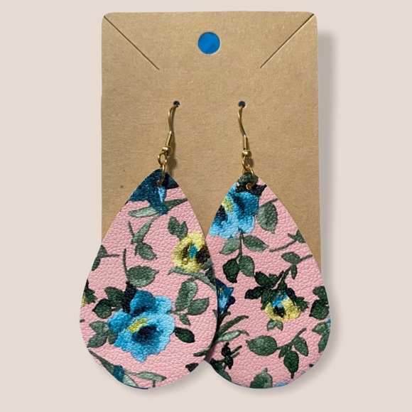 Vintage Style Pink Floral Teardrop Chic Earrings - Picture 1 of 4